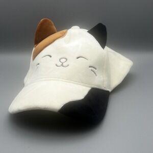 Squishmallows Cam the Cat Plush Snapback Hat White Calico Adjustable Cap 739